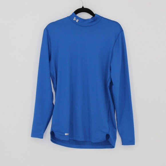 5 Under Armour Blue Shirt Men Size Large ColdGear Long Sleeve - Picture 1 of 4